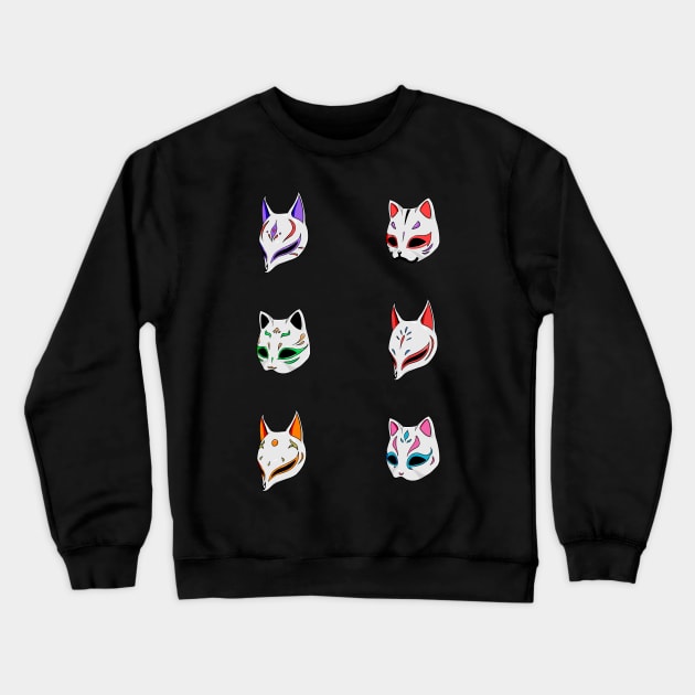 Kitsune neko mask colorful Crewneck Sweatshirt by Mang Kumis